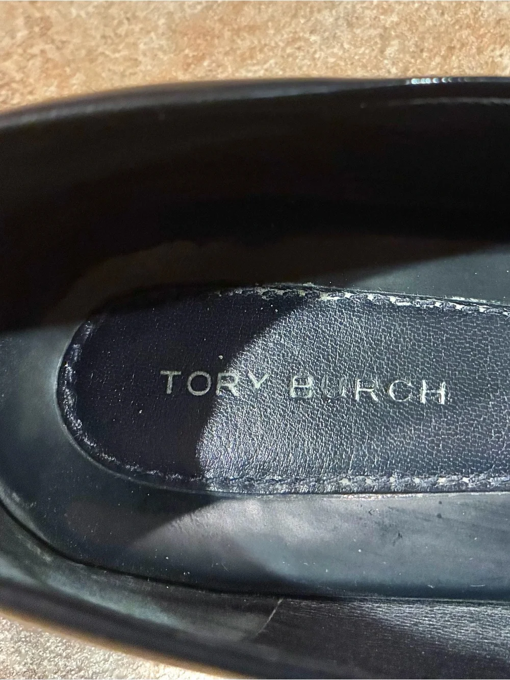 Tory Burch Black Patent Logo-Embellished Flats